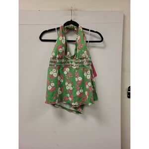 Liz Lange for Target Maternity Halter Top Green Daisy Print XXL Swimsuit Set